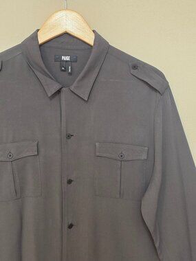 Paige Patrick Epaulette Button Up Shirt M